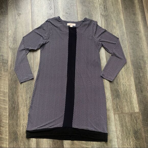 Michael Kors Black and White Diamond Sheath Dress Long Sleeve Stripe Size Medium - Picture 6 of 10